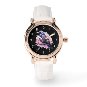 Montre Un Corbeau noir sur une branche