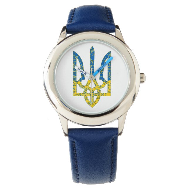 Montre Un trident ukrainien texturé drapeau d'Ukraine cou (devant)