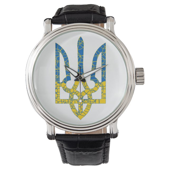 Montre Un trident ukrainien texturé drapeau d'Ukraine cou (devant)