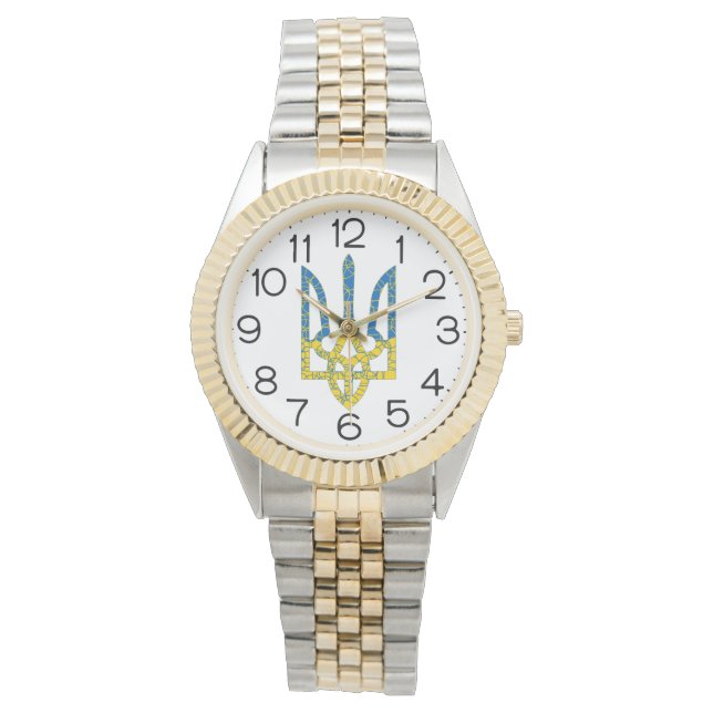 Montre Un trident ukrainien texturé drapeau d'Ukraine cou (devant)