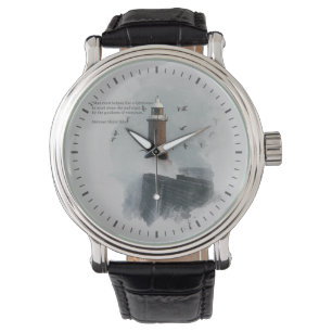 Montre Une énorme vague frappe un phare