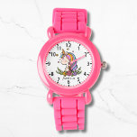 Montre Unicorn mignonne fille Whimsical rose floral<br><div class="desc">Unicorn mignon Whimsical Girly rose Floral Nom personnalisé Girl's Watch dispose d'une mignonne licorne avec étoiles,  coeurs et fleurs. Personnalisé avec votre nom. Cadeaux parfaits pour les filles pour anniversaire,  Noël,  vacances et plus. Conçu par ©Evco Studio www.zazzle.com/store/evcostudio</div>