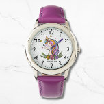 Montre Unicorn mignonne fille Whimsical rose florale fill<br><div class="desc">Unicorn mignon Whimsical Girly rose Floral Nom personnalisé Girl's Watch dispose d'une mignonne licorne avec étoiles, coeurs et fleurs. Personnalisé avec votre nom. Cadeaux parfaits pour les filles pour anniversaire, Noël, vacances et plus. Conçu par ©Evco Studio www.zazzle.com/store/evcostudio</div>