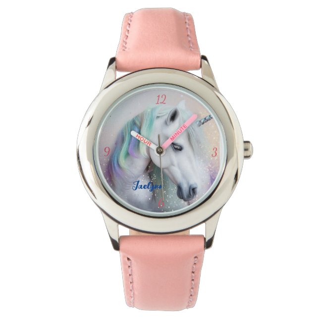 Montre Unicorne arc-en-ciel magnifique (devant)