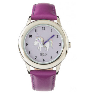 Montre Unicorne magique mauve et nom des filles Enfants