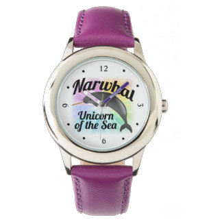 Montre Unicorne Narwhal de la mer, Arc en ciel mignon