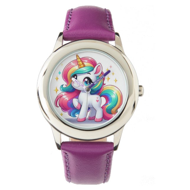 Montre Unicorne pour les filles - mignonne et colo (devant)