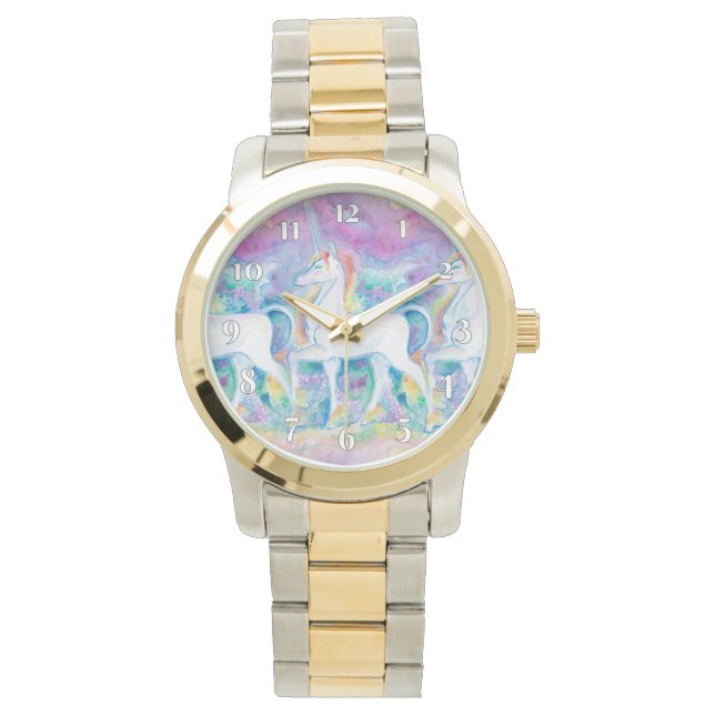 Montre Unicornes aquarelle (devant)