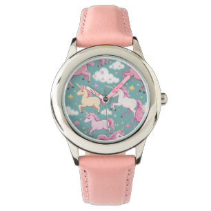 Montre Unicornes avec nuages et étoiles motif