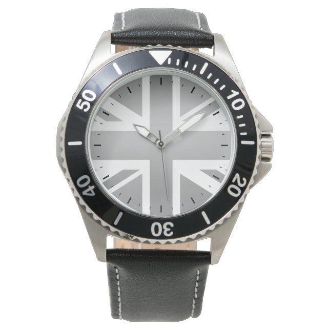 Montre Union Jack drapeau britannique Design argent (devant)