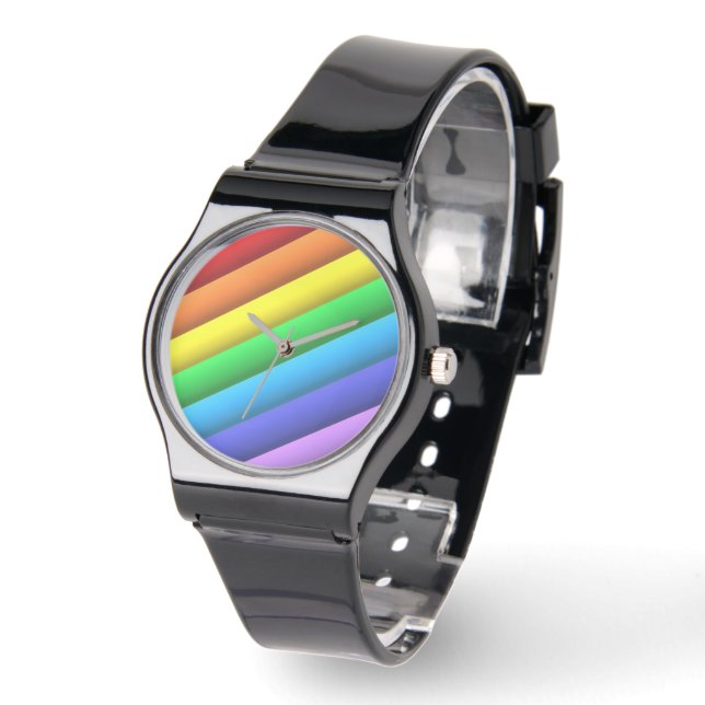 Montre unisexe bande noire PRIDE O'Clock (Angle)