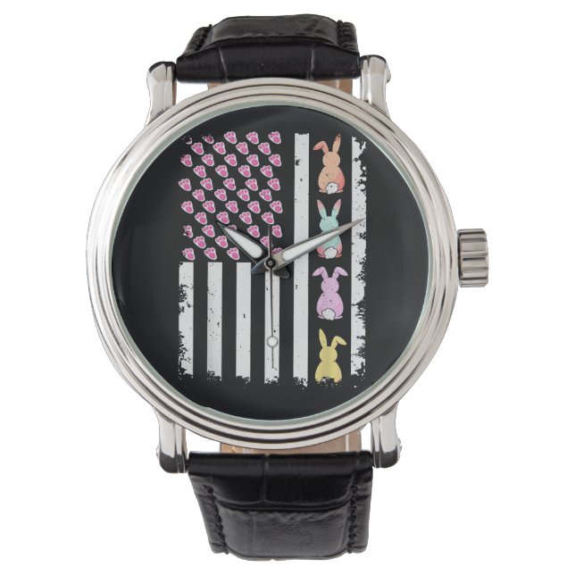 Montre US American Flag with Bunny for Easter Day (devant)