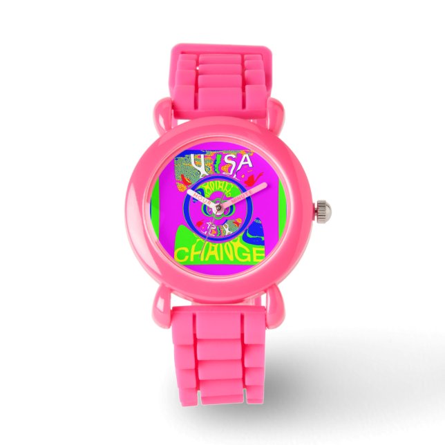 Montre USA Baby rose change time slogan de campagne (Recto)