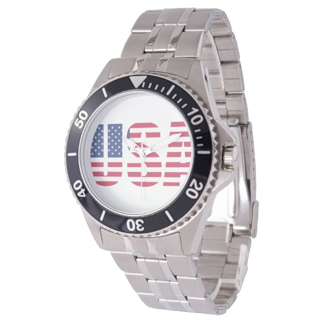 Montre USA Flag Dial Men's Watch - Stars and Stripes USA (Incliné)