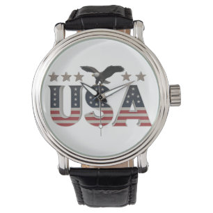 Montre USA Patriotic Eagle + Stars Drapeau Design pour Fi