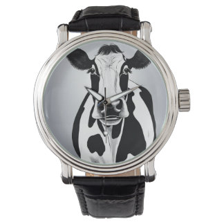 Montre Vache d'humeur noire et blanche