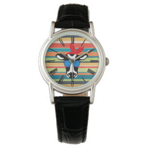 Montre Vache hipster sur les rayures
