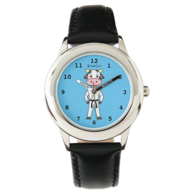 Montre Vache mignonne en combinaison kung fu (devant)