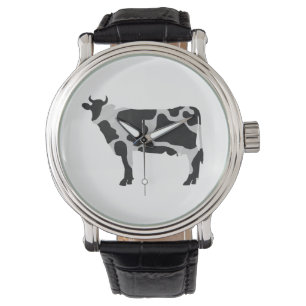 Montre Vache Noir et Blanc Silhouette