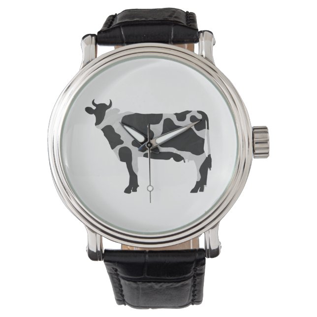 Montre Vache Noir et Blanc Silhouette (devant)