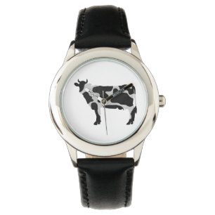 Montre Vache Noir et Blanc Silhouette