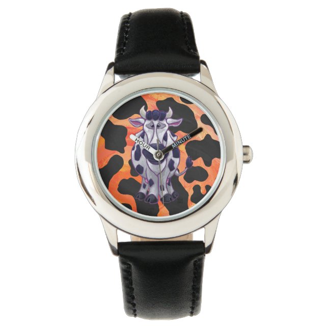 Montre Vache Noir et Orange Wild Me (devant)