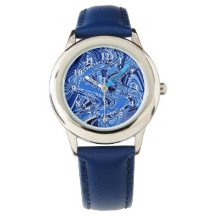 Montre vagues de routes en bleu