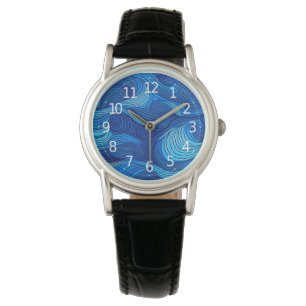 Montre Vagues d'eau bleu turquoise Abstraite  