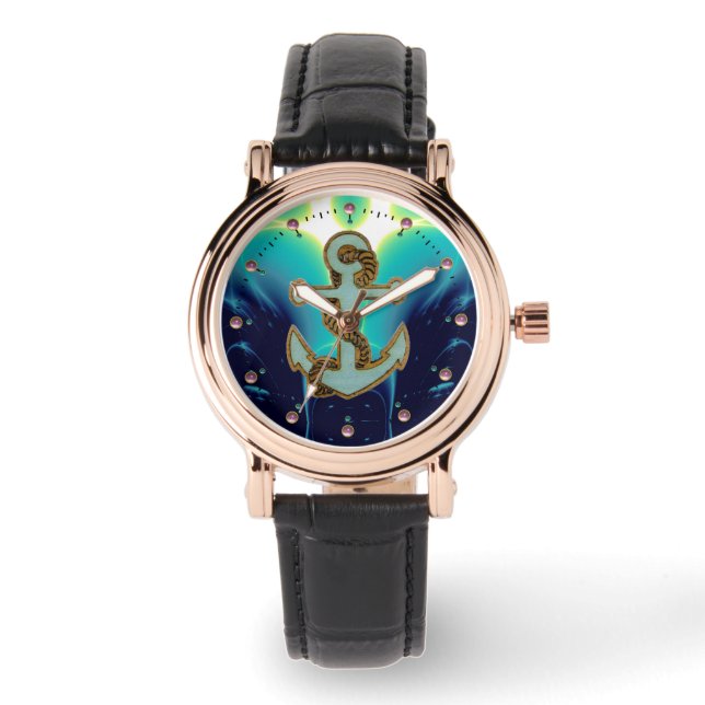 Montre VAGUES NAUTIQUES / MARITIMES, ANCRE ET ROPE Bleu M (Recto)