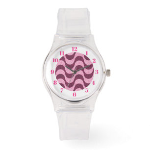 Montre vagues portugaises en pavé rose moderne