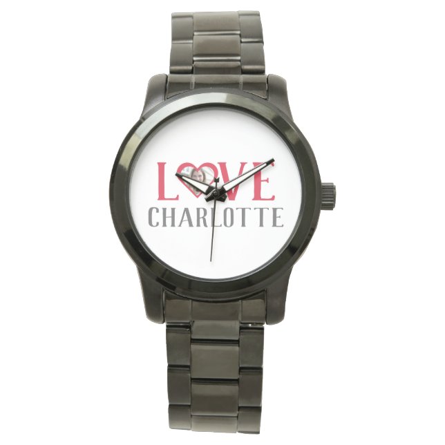 Montre Valentines Couple Heart Photo personnalisée person (devant)