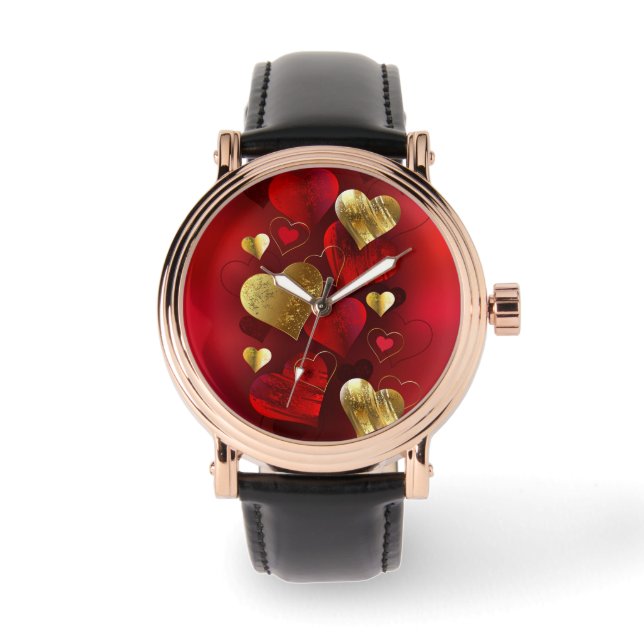 Montre Valentines dorées et rouges (Recto)