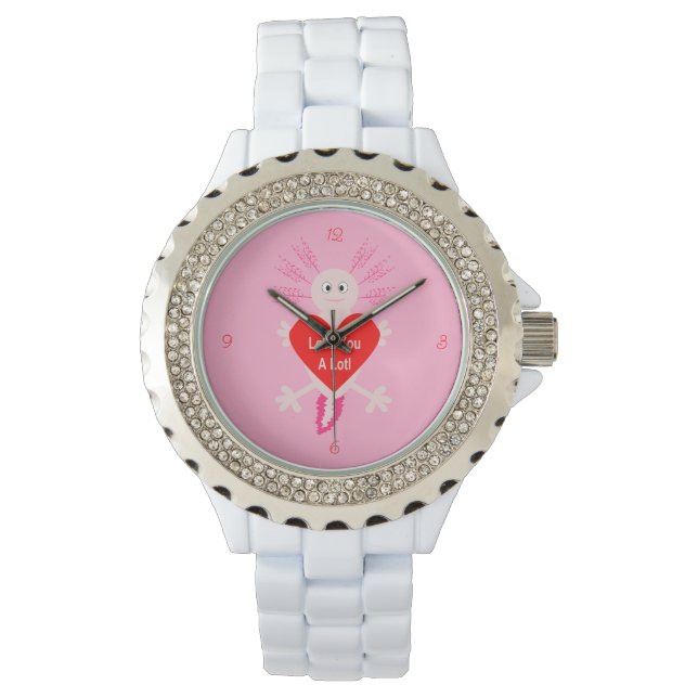 Montre Valentines Jour Amour Coeur Axolotl (devant)