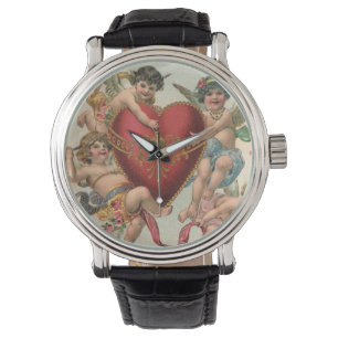 Montre Valentines vintages, Anges victoriens Coeur de Che