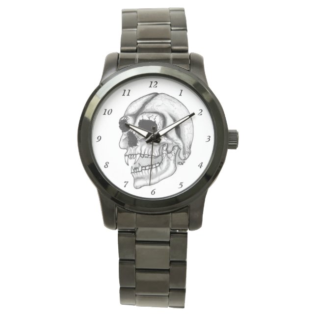 Montre Vampire Crâne noir et blanc (devant)