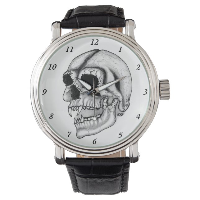 Montre Vampire Crâne noir et blanc (devant)