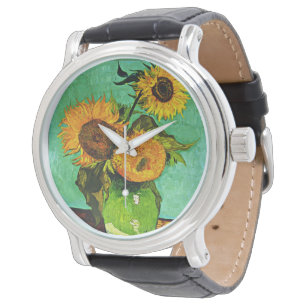 Montre Van Gogh - Tournesols trois, célèbre peinture,