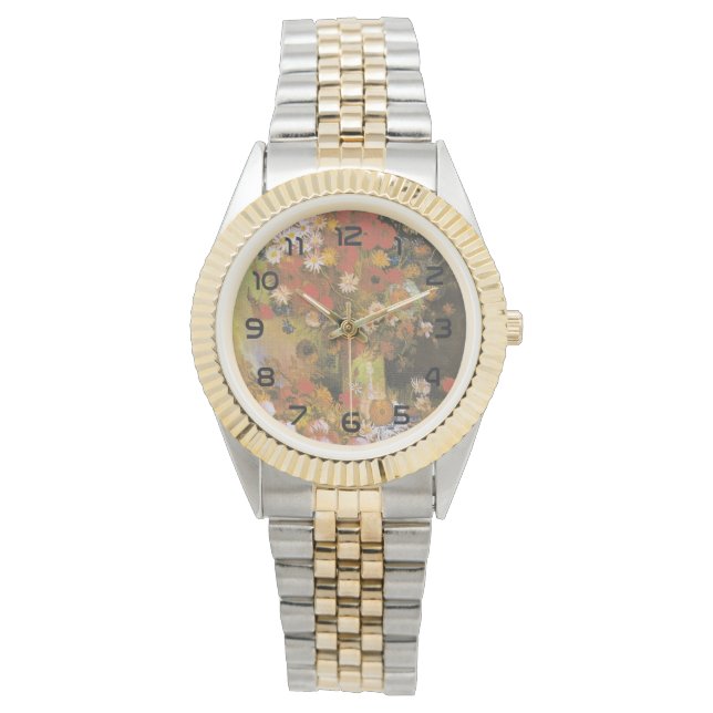 Montre Vase avec des fleurs de maïs&poppies, des pivoines (devant)