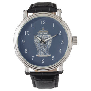 Montre Vase en porcelaine bleue et blanche de Vision Stud