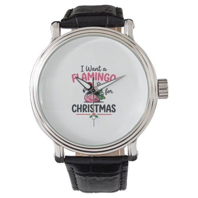 Montre Vecteur de citation de Noël flamant rose (devant)
