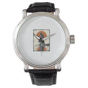 Montre Vecteur de réflexion de silhouette de marche vinta