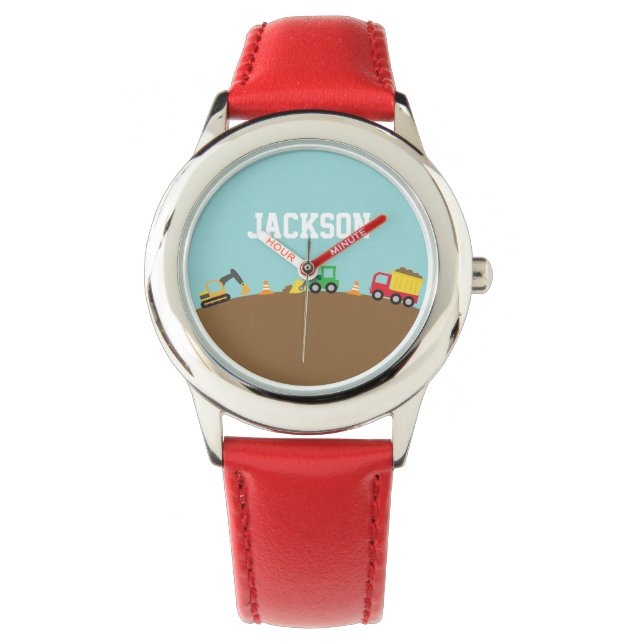 Montre Véhicules de Construction Mignons Pour Garçons (devant)