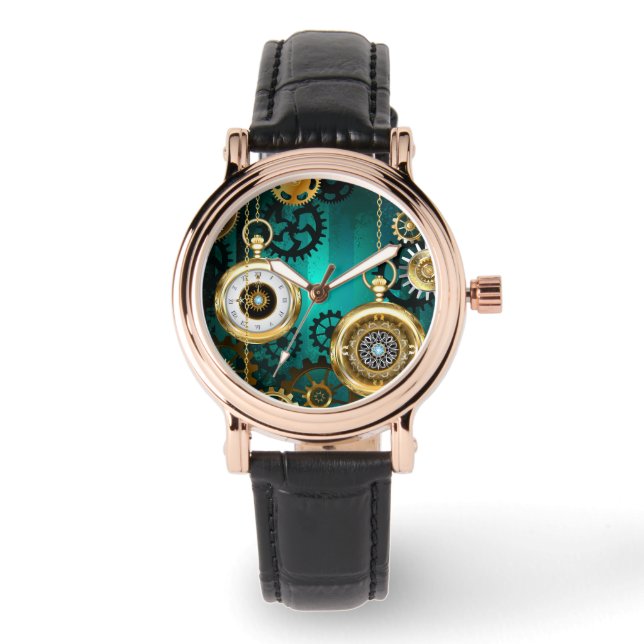 Montre Veille bijoux Steampunk sur un Arrière - plan vert (Recto)