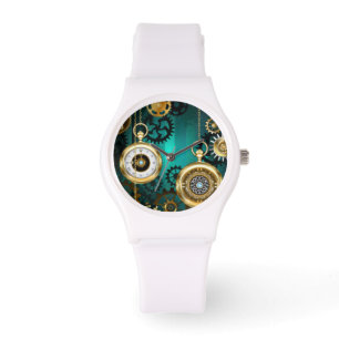 Montre Veille bijoux Steampunk sur un Arrière - plan vert