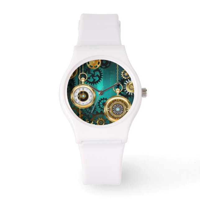 Montre Veille bijoux Steampunk sur un Arrière - plan vert (Recto)