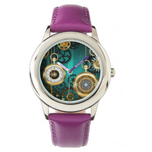 Montre Veille bijoux Steampunk sur un Arrière - plan vert