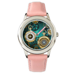 Montre Veille bijoux Steampunk sur un Arrière - plan vert