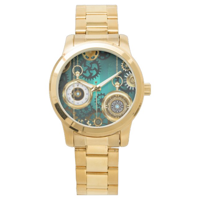 Montre Veille bijoux Steampunk sur un Arrière - plan vert (devant)