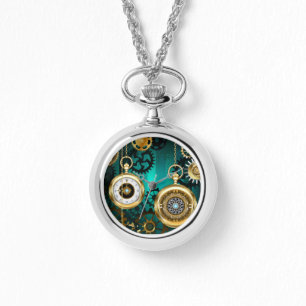 Montre Veille bijoux Steampunk sur un Arrière - plan vert