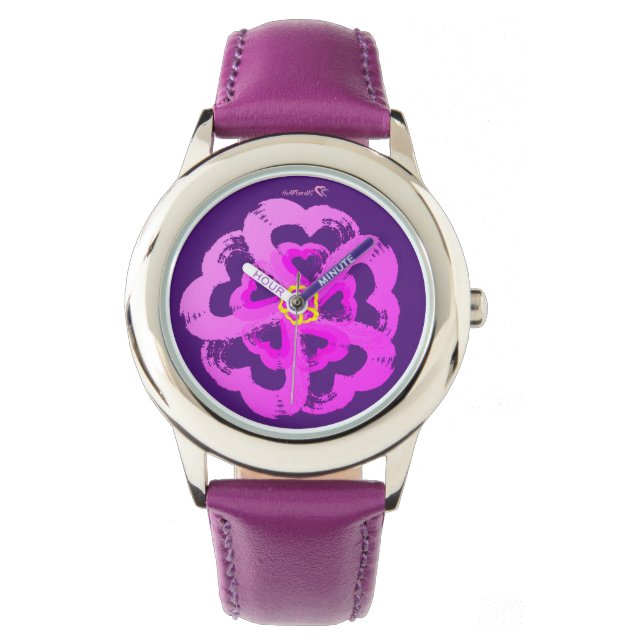 Montre Veille cardiaque Fleur pourpre (devant)